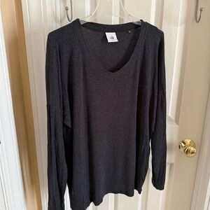 CAbi #1203 Serenity Tee Small Heather Black V-Neck EUC